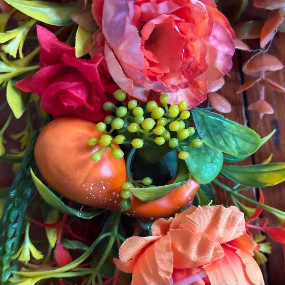 Autumn Floral Wreath with Pumpkins